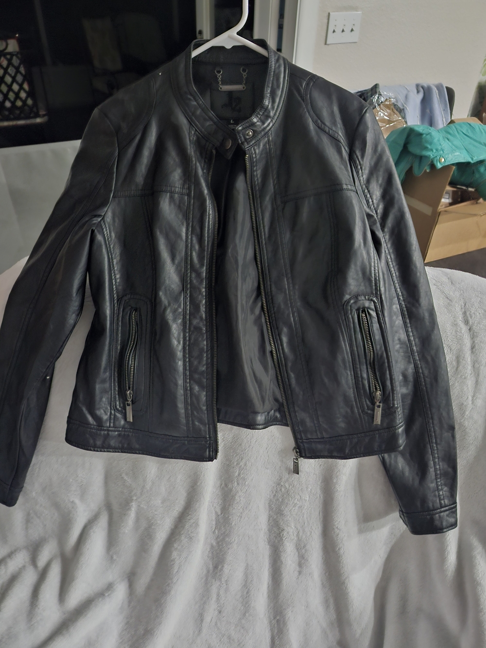 Women’s Black Leather Zip-Front Jacket